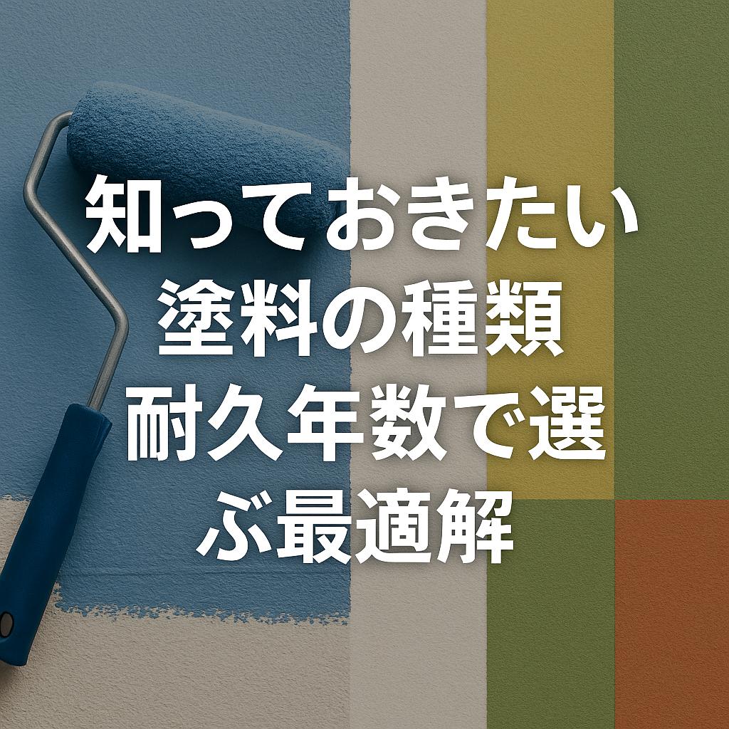 知っておきたい塗料の種類：耐久年数で選ぶ最適解